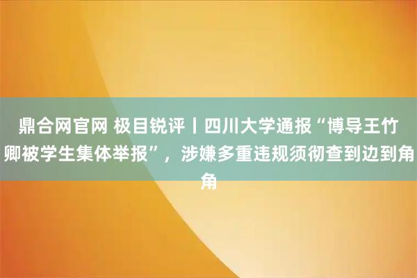 鼎合网官网 极目锐评丨四川大学通报“博导王竹卿被学生集体举报”，涉嫌多重违规须彻查到边到角
